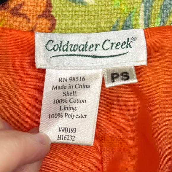 Vintage Coldwater Creek cropped blazer jacket green floral size S petite - Picture 5 of 6